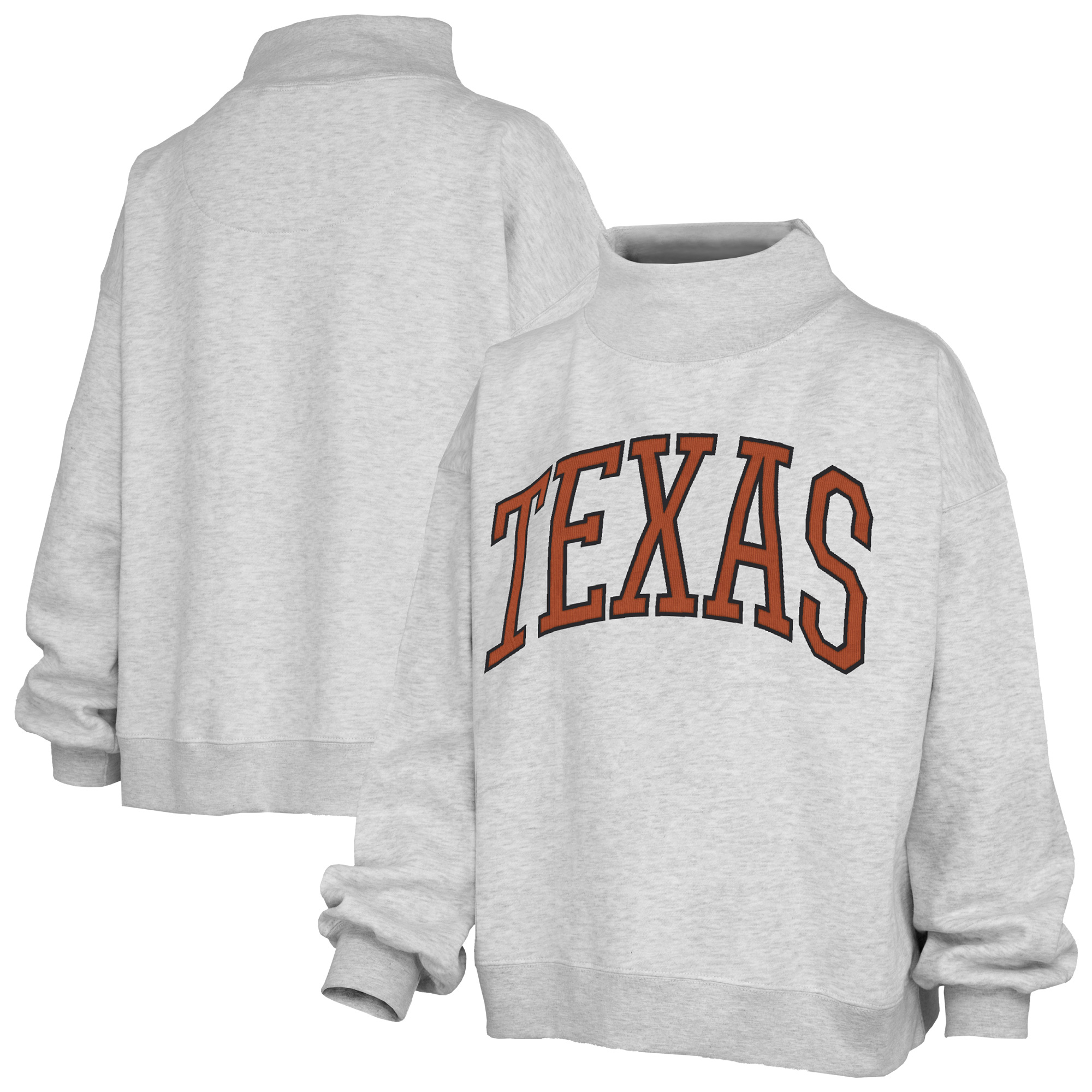 Women's Pressbox Heather Gray Texas Longhorns Oversized Nelson Mock Neck Sweatshirt