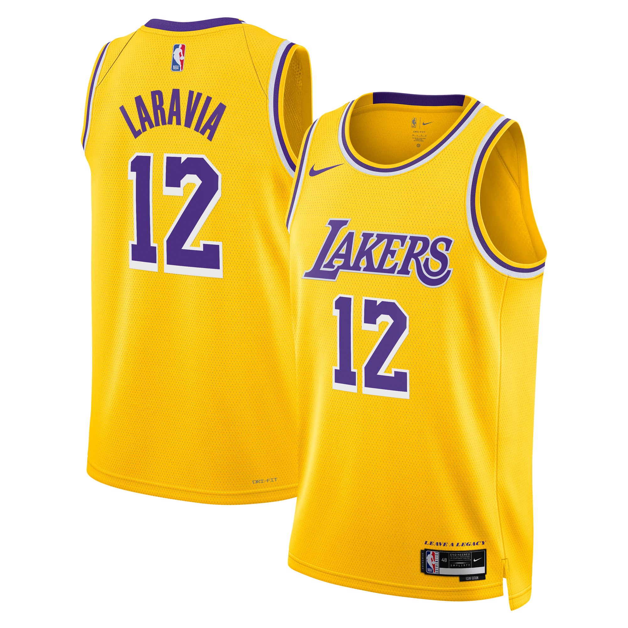 Los Angeles Lakers Nike Icon Edition Swingman-Trikot – Gold – Jake LaRavia – Jugendliche