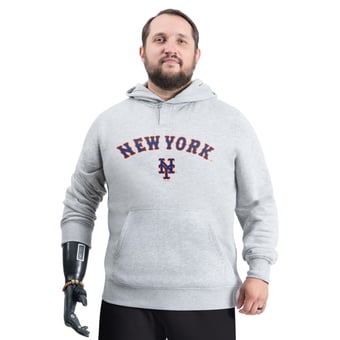 Men's G-III Sports by Carl Banks Gray New York Mets Adaptive Lockup Fleece Hoodie