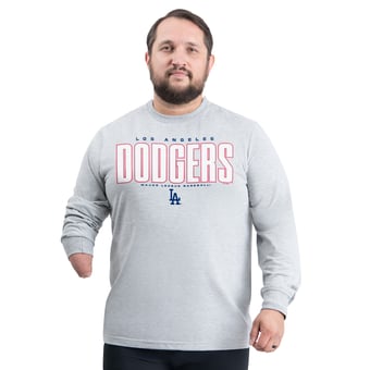 Men's G-III Sports by Carl Banks Gray Los Angeles Dodgers Adaptive Long Sleeve T-Shirt