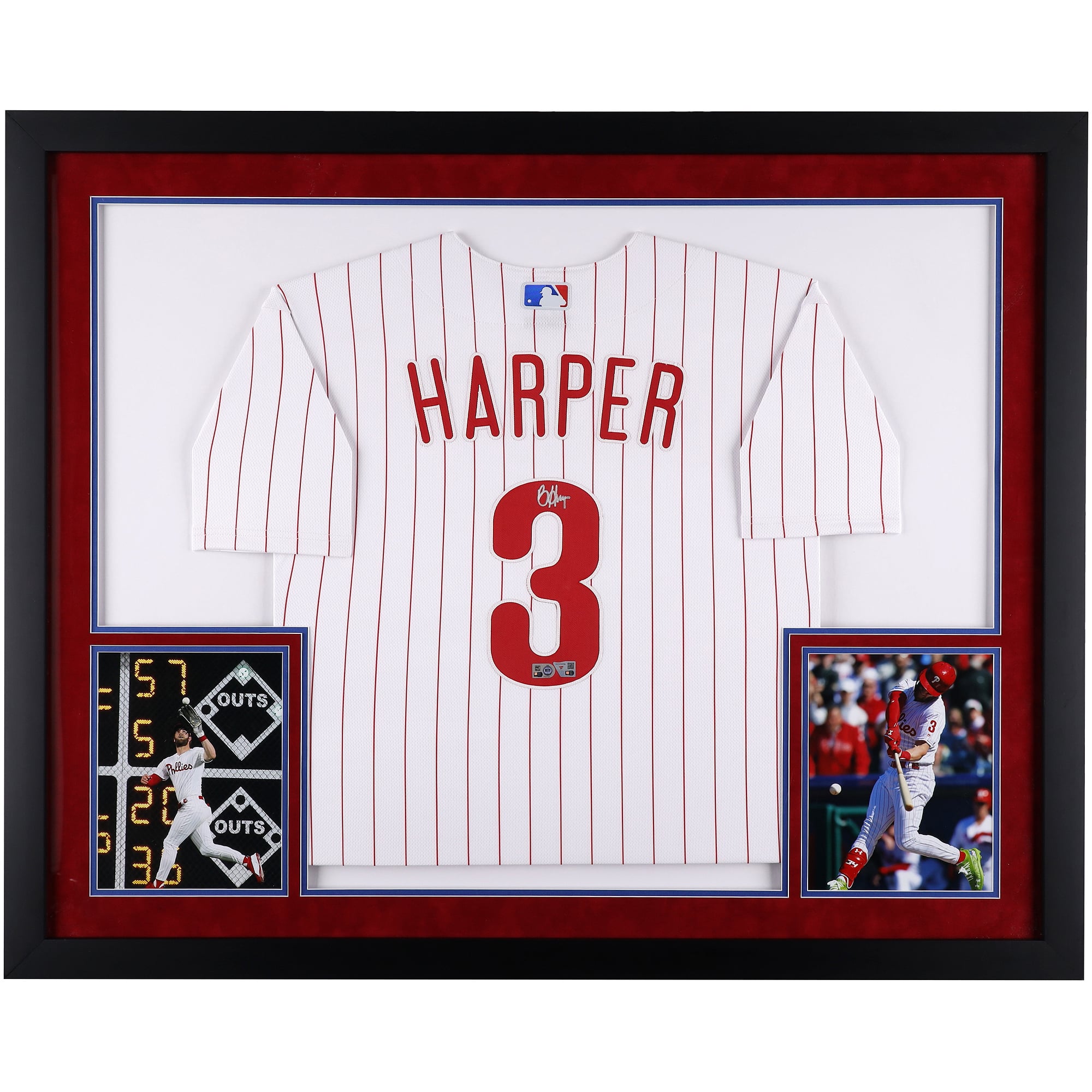 Bryce Harper Philadelphia Phillies Autographed SM Deluxe Framed White Nike Replica Jersey