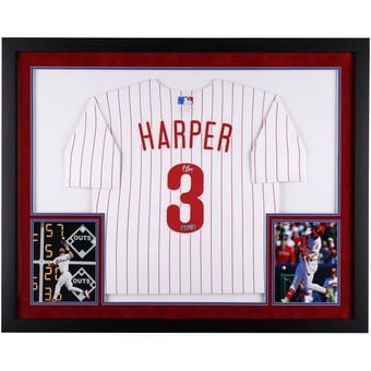 Bryce Harper Philadelphia Phillies Autographed SM Deluxe Framed White Nike Replica Jersey
