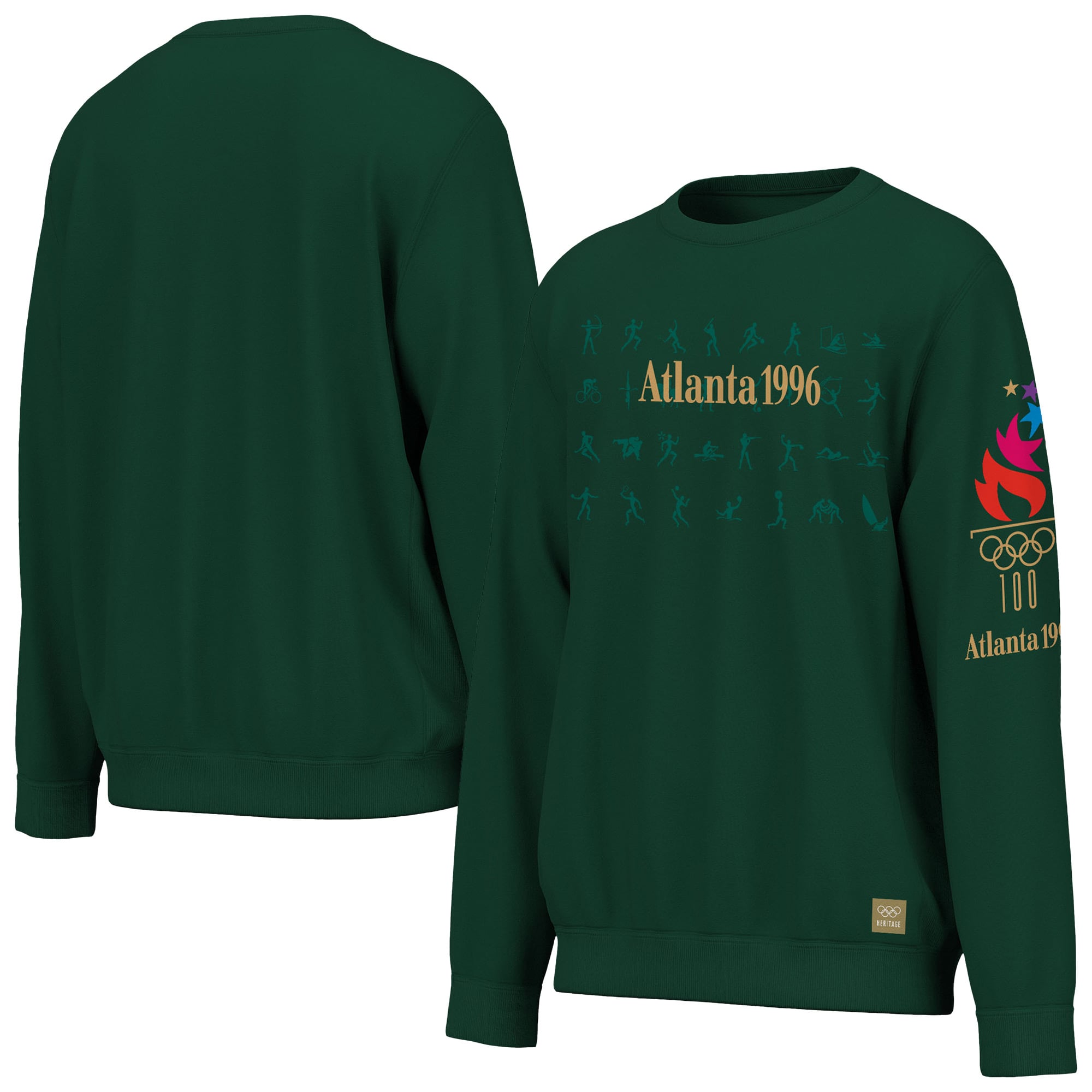 Felpa da uomo Outerstuff verde con pittogramma dei Giochi Olimpici di Atlanta 1996