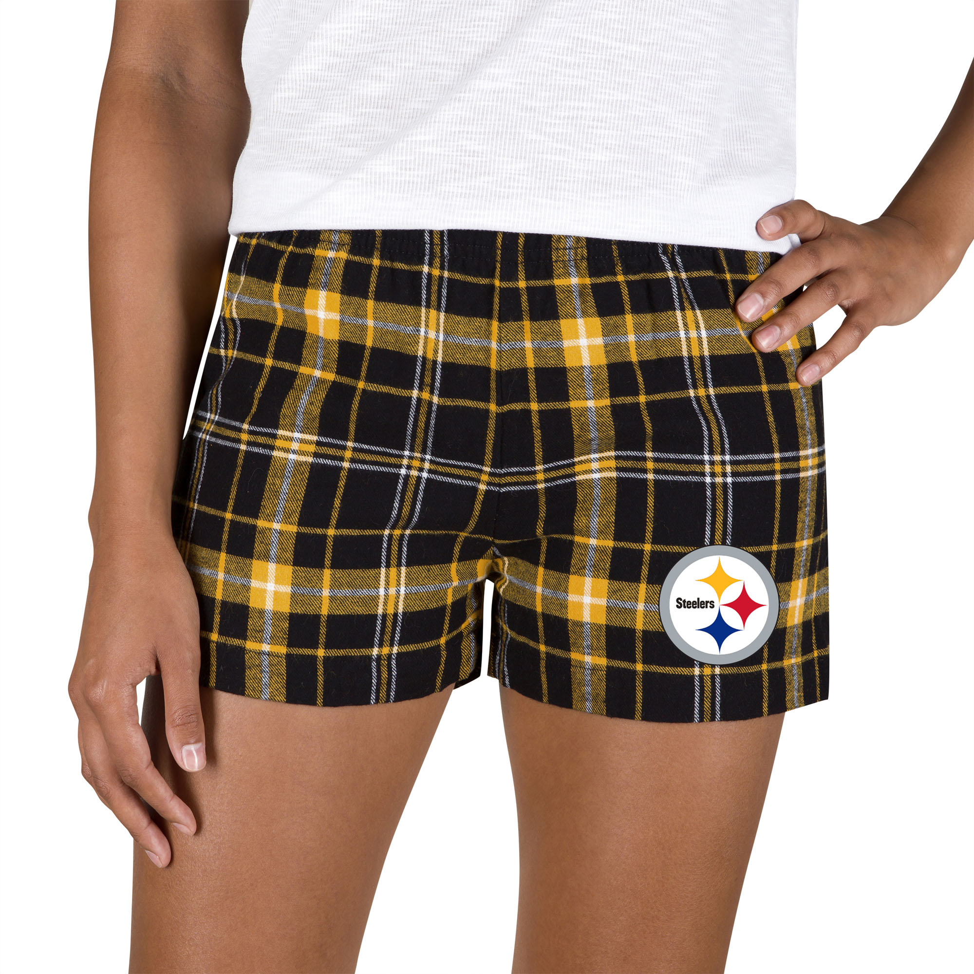 Women's Concepts Sport Black/Gold Pittsburgh Steelers Ultimate Flannel Shorts