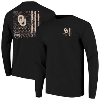 Men's  Black Oklahoma Sooners OHT Camo Overlay Comfort Colors Long Sleeve T-Shirt