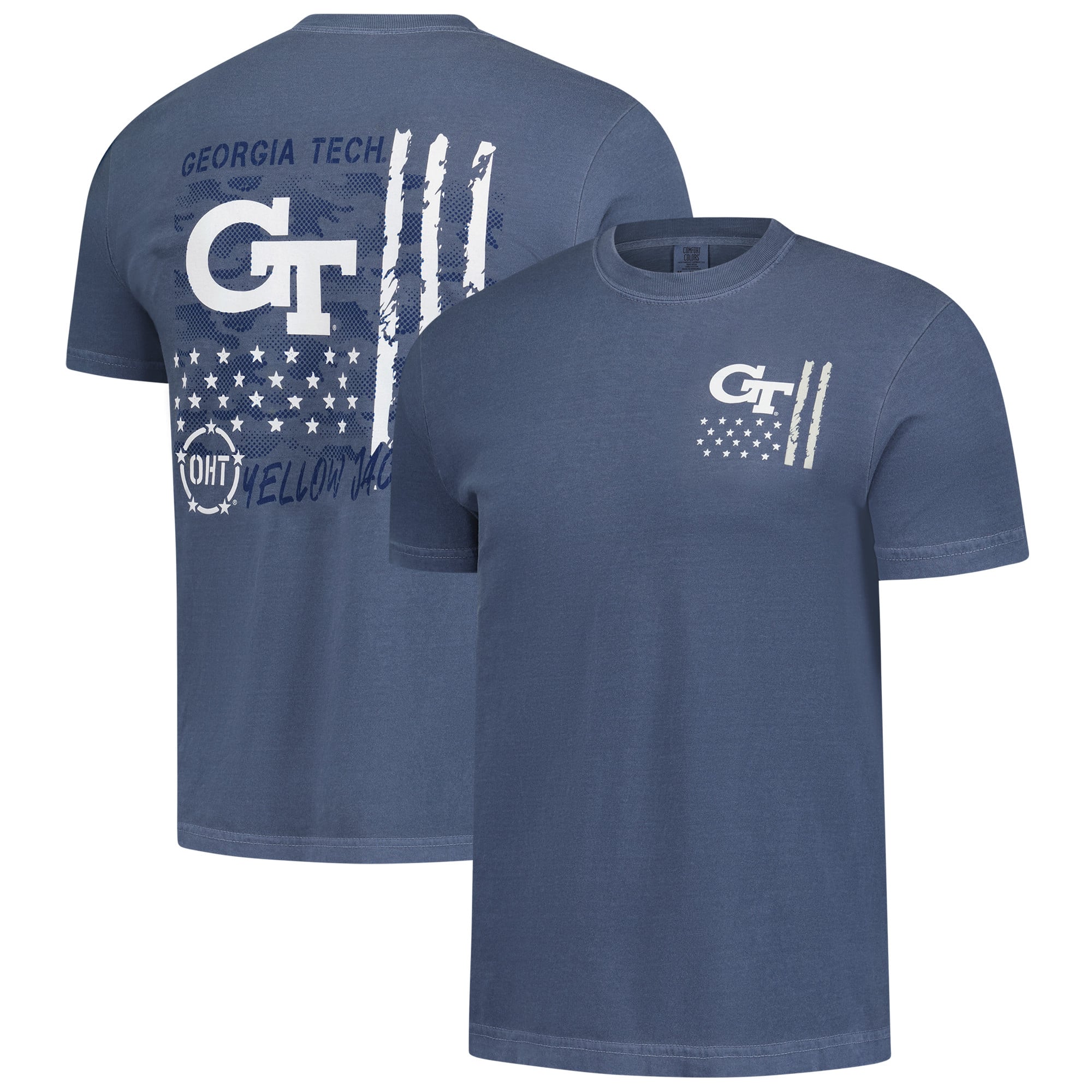 Men's  Navy Georgia Tech Yellow Jackets Comfort Colors OHT Camo Overlay T-Shirt