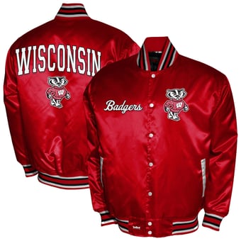 Men's Franchise Club Red Wisconsin Badgers Satin Full-Snap Jacket