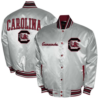 Men's Franchise Club White South Carolina Gamecocks Satin Full-Snap Jacket