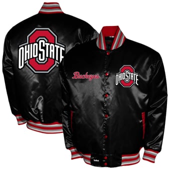 Men's Franchise Club Black Ohio State Buckeyes Satin Full-Snap Jacket