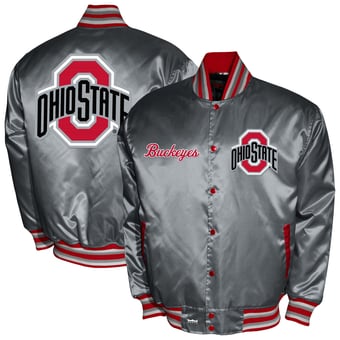 Men's Franchise Club Gray Ohio State Buckeyes Satin Full-Snap Jacket