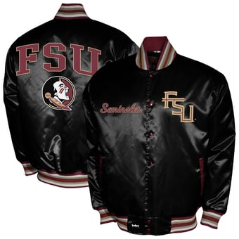 Men's Franchise Club Black Florida State Seminoles Satin Full-Snap Jacket