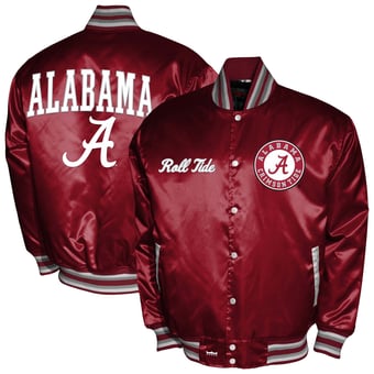 Men's Franchise Club Crimson Alabama Crimson Tide Satin Full-Snap Jacket