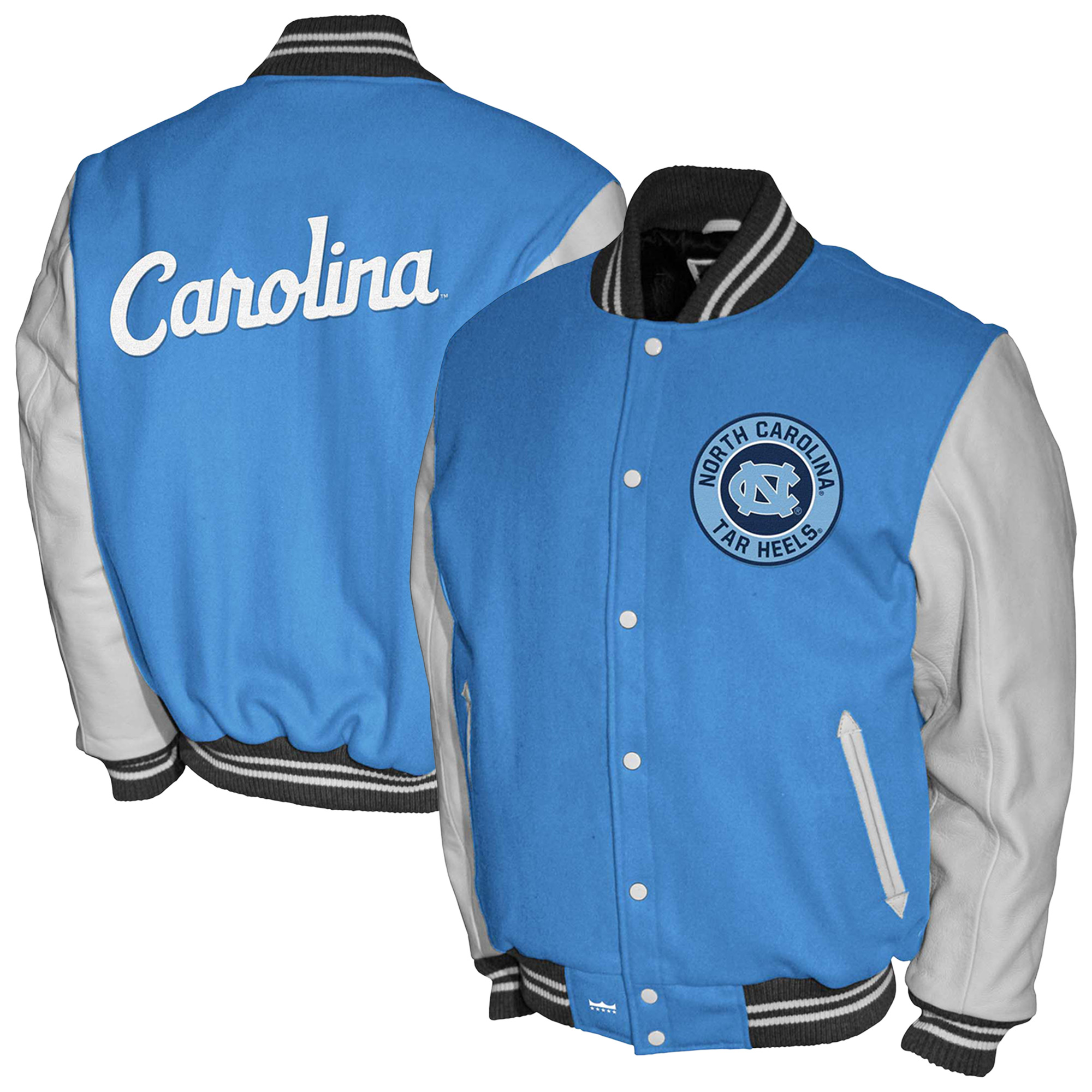 Men’s Franchise Club Light Blue North Carolina Tar Heels Full-Snap Letterman Jacket Men’s Franchise Club Light Blue North Carolina Tar Heels Full-Snap Letterman Jacket
