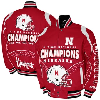 Men's Franchise Club Scarlet Nebraska Huskers 5-Time Champions Signature Cotton Twill Full-Snap Jacket