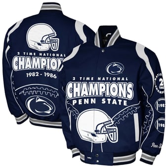 Men's Franchise Club Navy Penn State Nittany Lions 2-Time Champions Signature Cotton Twill Full-Snap Jacket