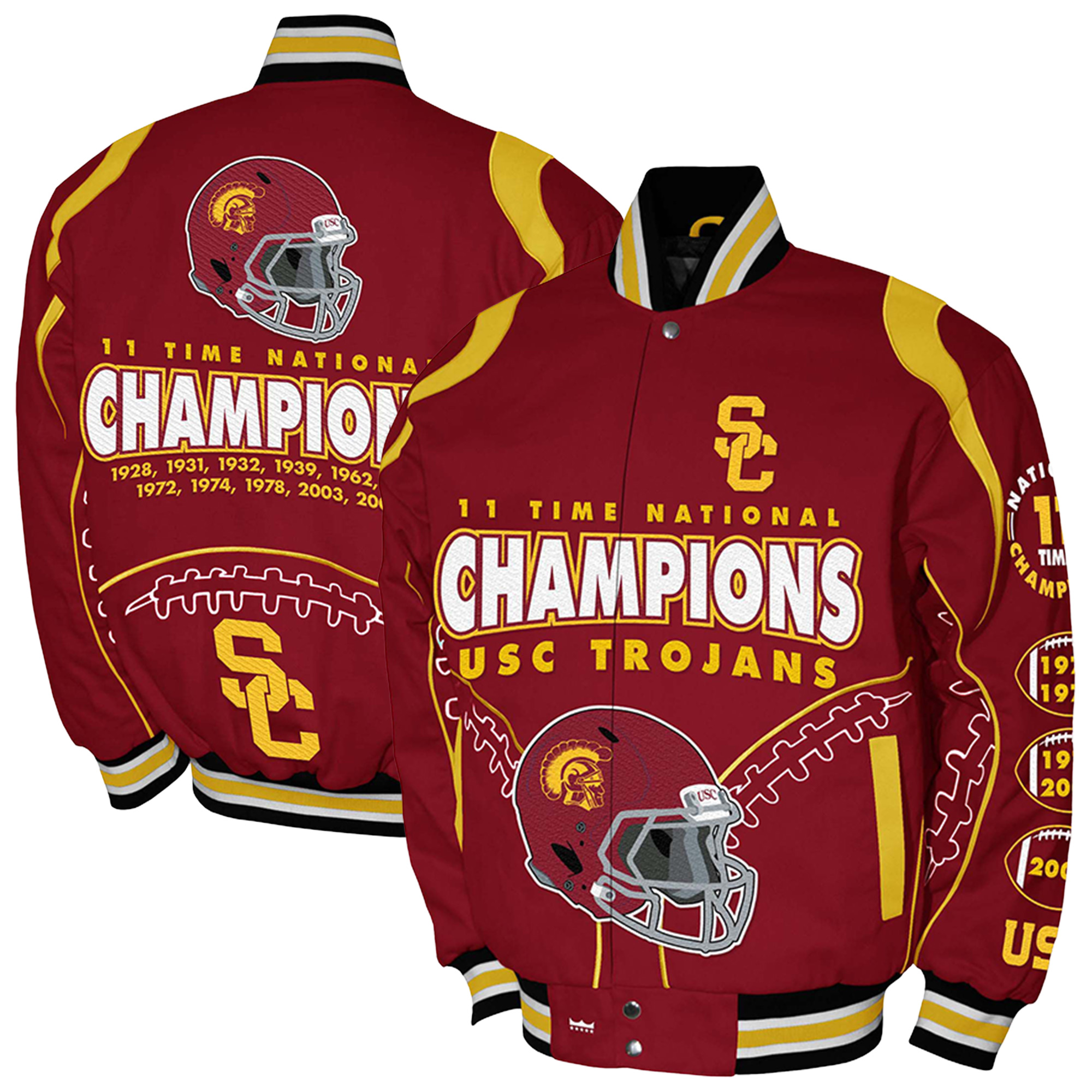 Men's Franchise Club Cardinal USC Trojans 11-Time Champions Signature Cotton Twill Full-Snap Jacket