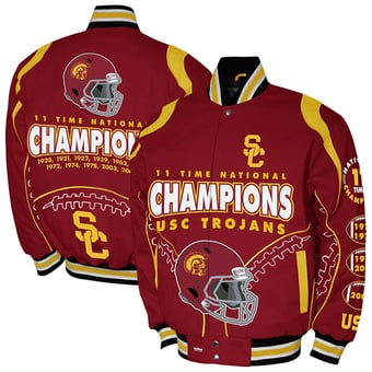Men's Franchise Club Cardinal USC Trojans 11-Time Champions Signature Cotton Twill Full-Snap Jacket