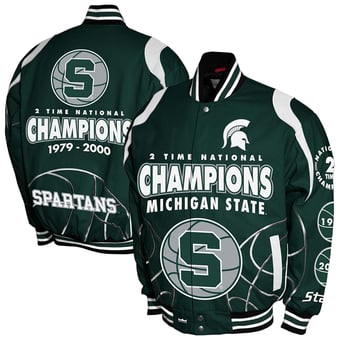 Men's Franchise Club Green Michigan State Spartans 2-Time Champions Signature Cotton Twill Full-Snap Jacket