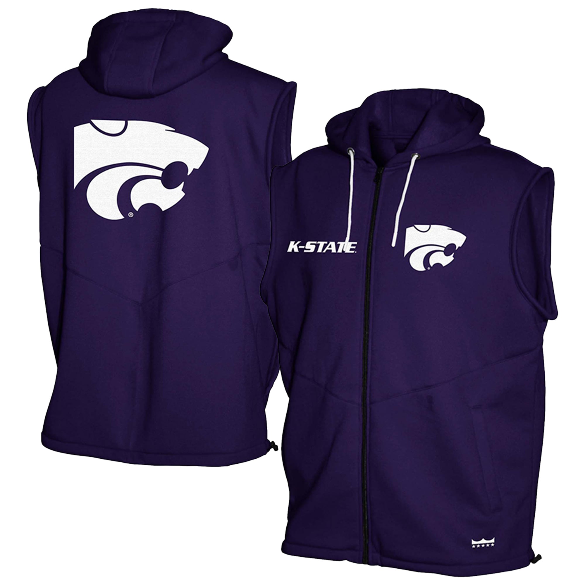 Men's Franchise Club Purple Kansas State Wildcats Gym Fleece Full-Zip Hoodie Vest