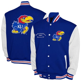 Men's Franchise Club Royal Kansas Jayhawks Fleece Varsity Full-Snap Jacket