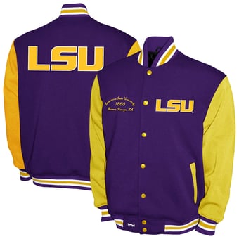 Men's Franchise Club Purple LSU Tigers Fleece Varsity Full-Snap Jacket