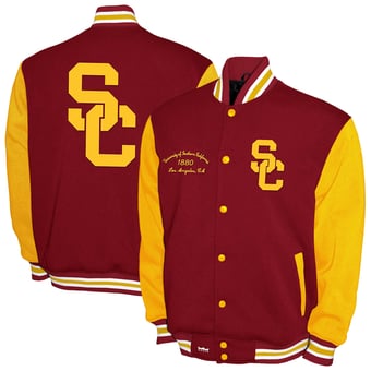 Men's Franchise Club Cardinal USC Trojans Fleece Varsity Full-Snap Jacket