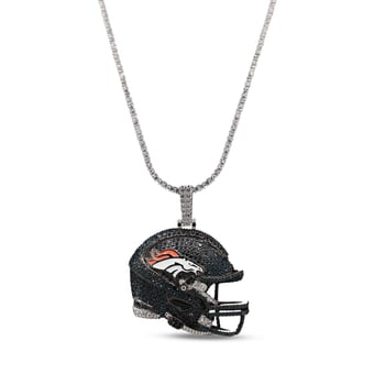 "GLD Denver Broncos 14K White Gold Logo Pendant & 20"" Tennis Chain"