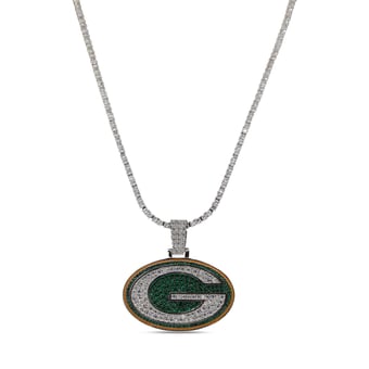 GLD Green Bay Packers 14K White Gold Logo Pendant & 20" Tennis Chain