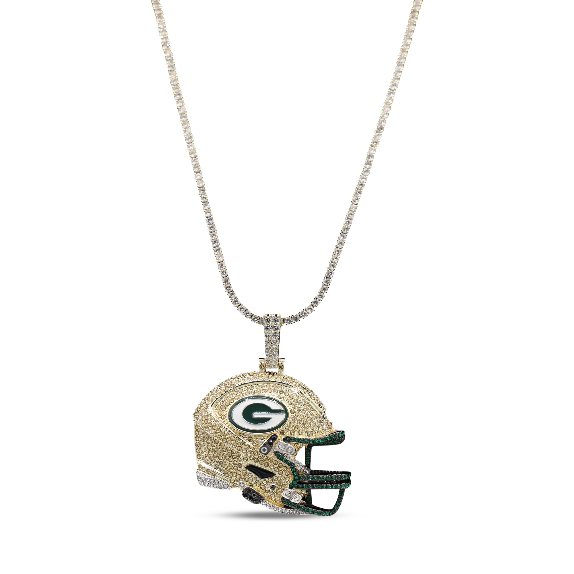 GLD Green Bay Packers 18K Yellow Gold Logo Pendant & 20" Tennis Chain