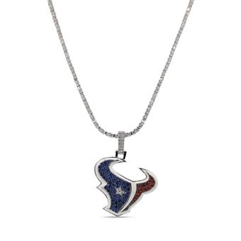 GLD Houston Texans 14K White Gold Logo Pendant & 20" Tennis Chain