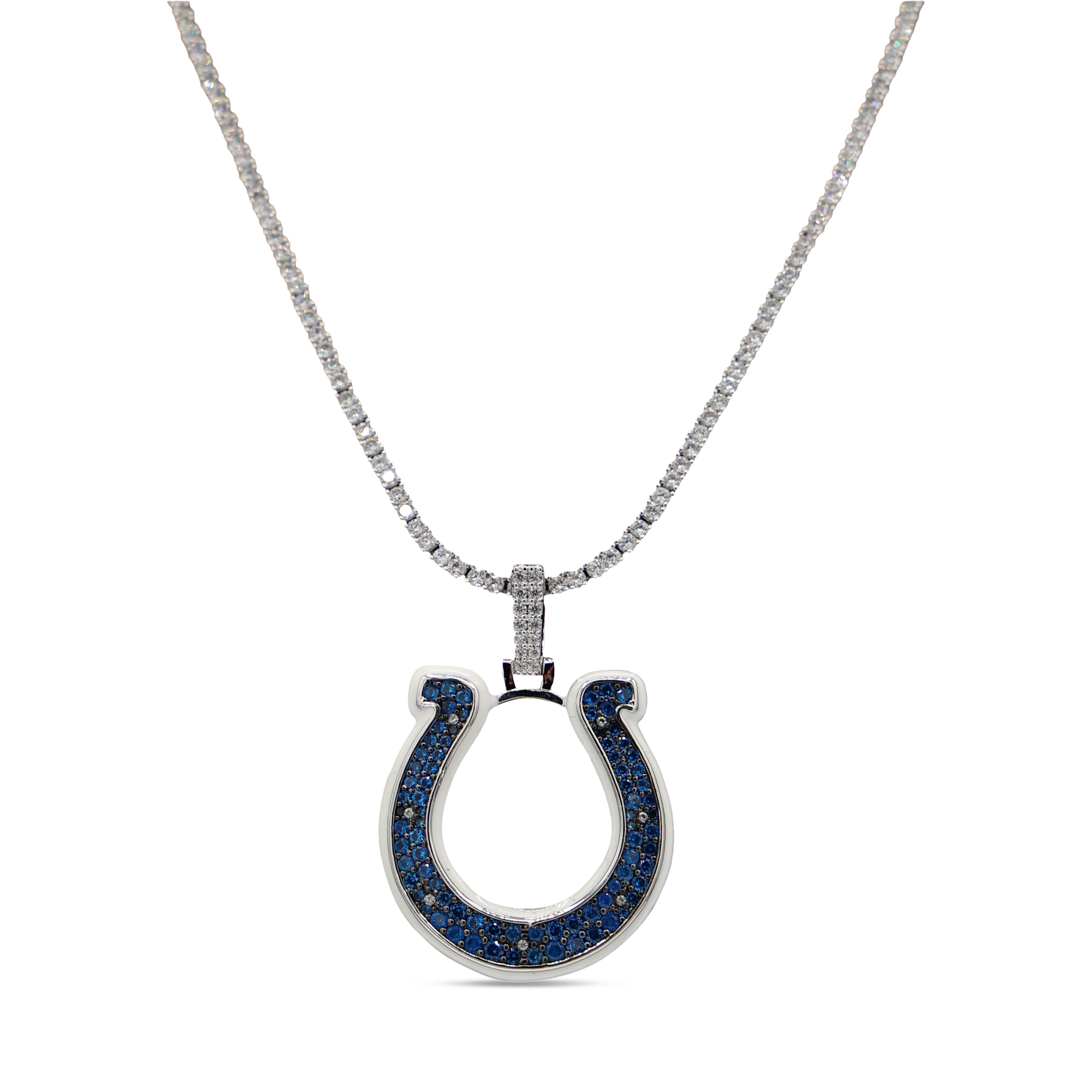 GLD Indianapolis Colts 14K White Gold Logo Pendant & 20" Tennis Chain