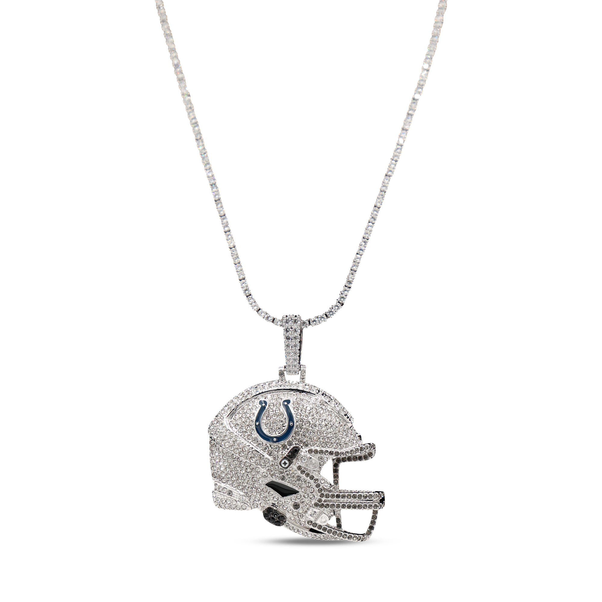 GLD Indianapolis Colts 14K White Gold Logo Pendant & 20" Tennis Chain
