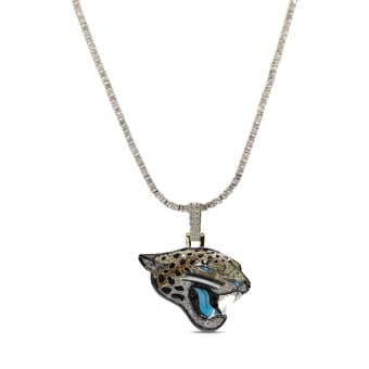GLD Jacksonville Jaguars 18K Yellow Gold Logo Pendant & 20" Tennis Chain