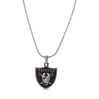 "GLD Las Vegas Raiders 14K White Gold Logo Pendant & 20"" Tennis Chain"