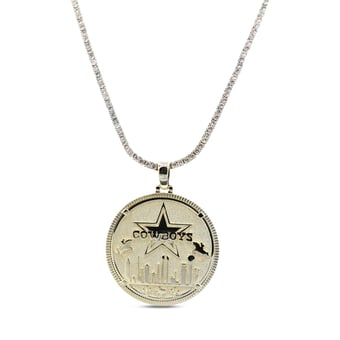 GLD Dallas Cowboys 18K Yellow Gold Logo Pendant & 20" Tennis Chain