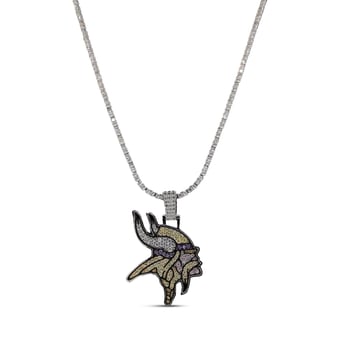 GLD Minnesota Vikings 14K White Gold Logo Pendant & 20" Tennis Chain