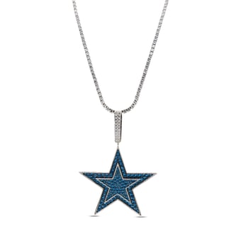 GLD Dallas Cowboys 14K White Gold Logo Pendant & 20" Tennis Chain