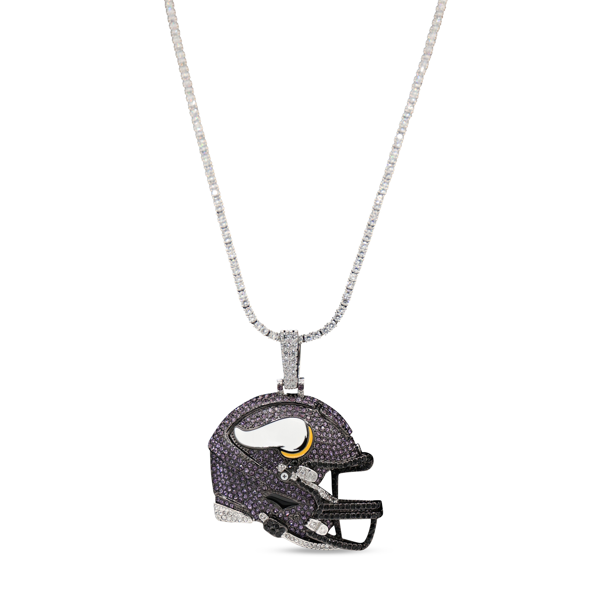 GLD Minnesota Vikings 14K White Gold Logo Pendant & 20" Tennis Chain