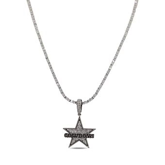GLD Dallas Cowboys 14K White Gold Logo Pendant & 20" Tennis Chain