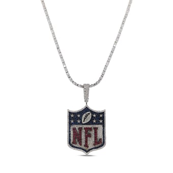 GLD NFL 14K White Gold Logo Pendant & 20" Tennis Chain