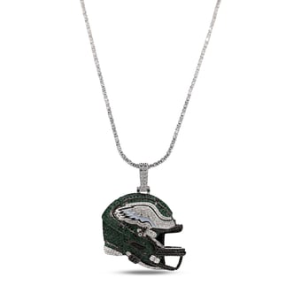 "GLD Philadelphia Eagles 14K White Gold Logo Pendant & 20"" Tennis Chain"