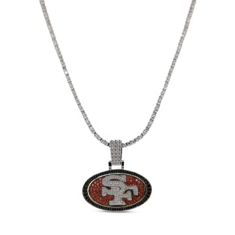 GLD San Francisco 49ers 14K White Gold Logo Pendant & 20" Tennis Chain