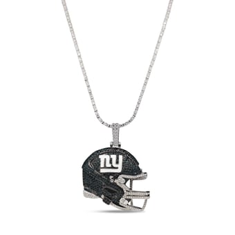 "GLD New York Giants 14K White Gold Logo Pendant & 20"" Tennis Chain"
