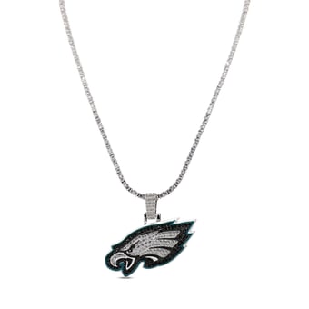 GLD Philadelphia Eagles 14K White Gold Logo Pendant & 20" Tennis Chain
