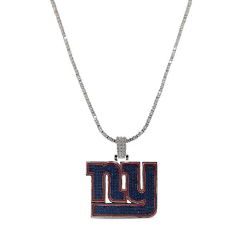 "GLD New York Giants 14K White Gold Logo Pendant & 20"" Tennis Chain"