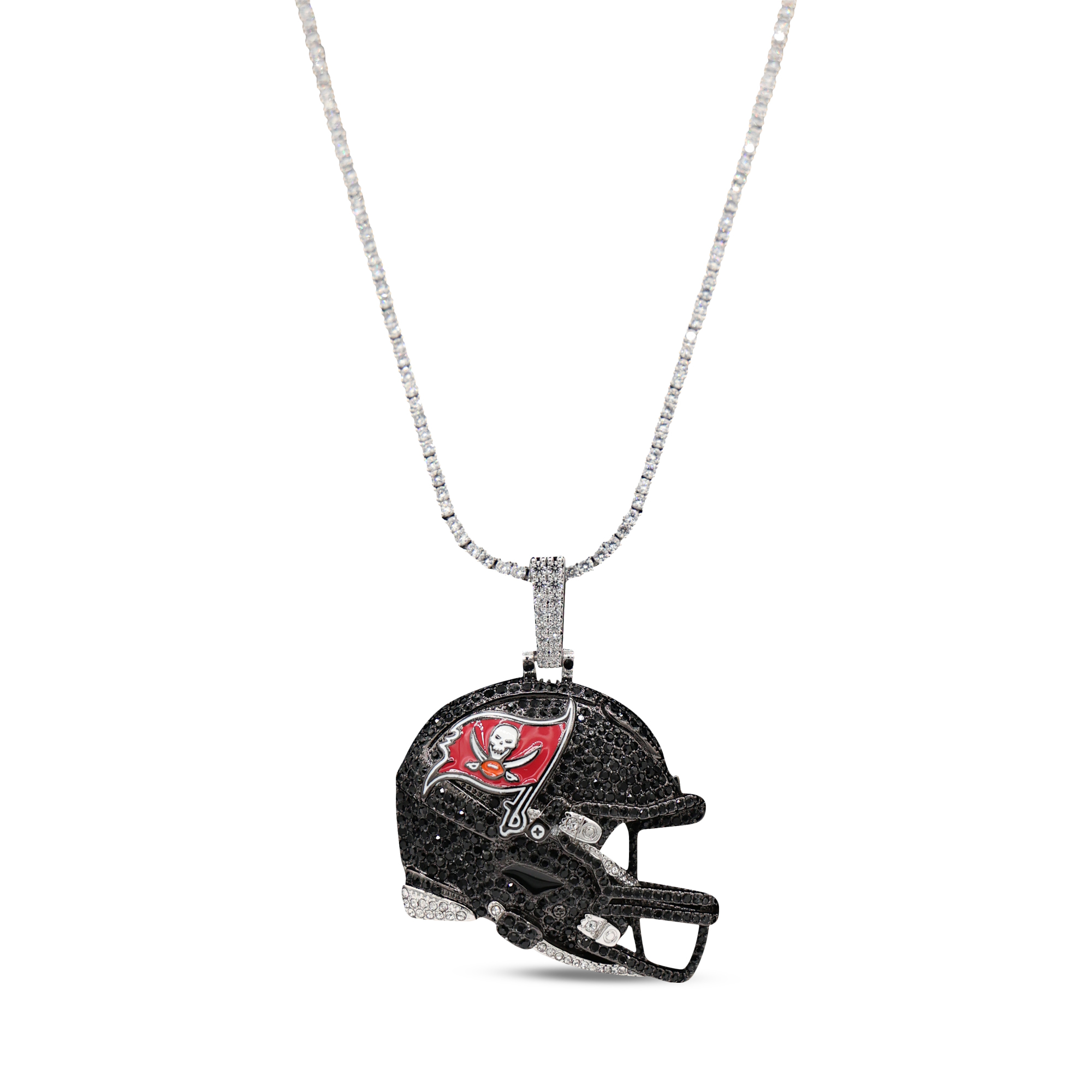 GLD Tampa Bay Buccaneers 14K White Gold Logo Pendant & 20" Tennis Chain