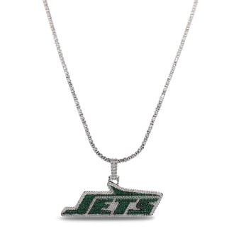 GLD New York Jets 14K White Gold Logo Pendant & 20" Tennis Chain