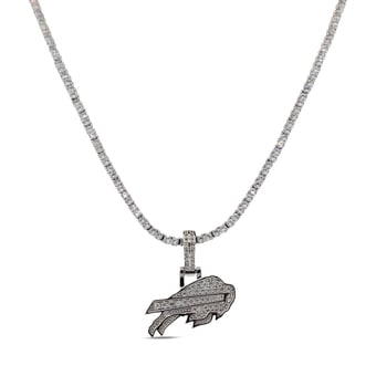 GLD Buffalo Bills 14K White Gold Logo Pendant & 20" Tennis Chain