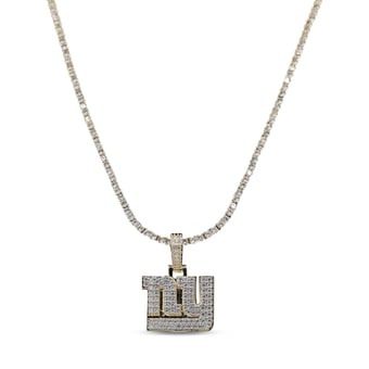 GLD New York Giants 18K Yellow Gold Logo Pendant & 20" Tennis Chain