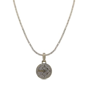 GLD Pittsburgh Steelers 18K Yellow Gold Logo Pendant & 20" Tennis Chain